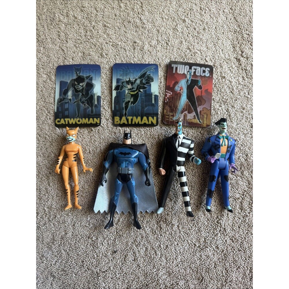 2003 Mattel Batman Gotham City Figures With Motion Cards Two Face Joker Batman